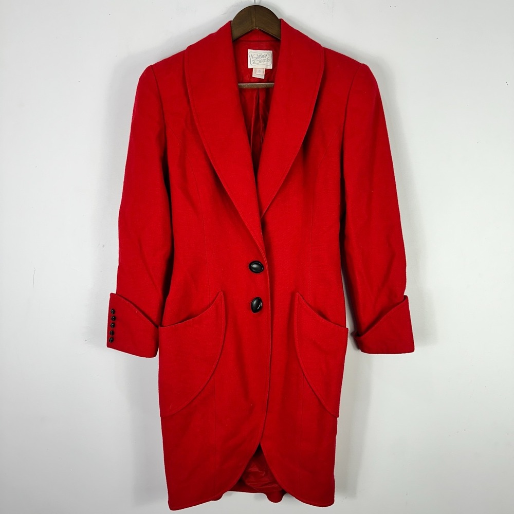 Kathryn‎ Dianos Red Wool Cashmere Coat 6 Vtg 80s Power Dressing Old Money Chic